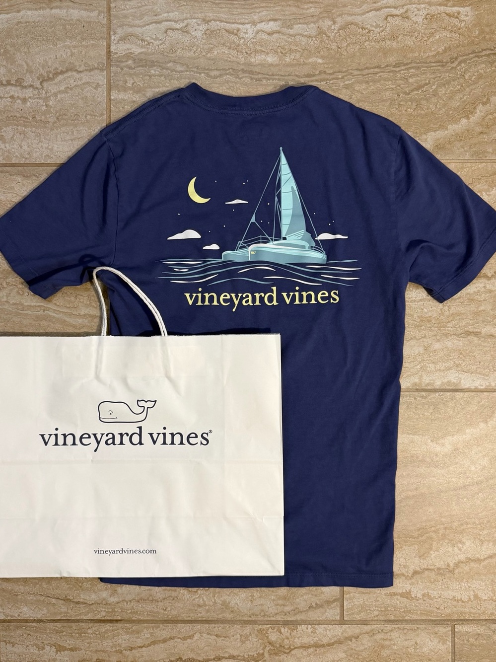 Vineyard Vines Navy Moonlit Sailboat Graphic Tee